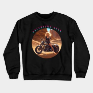 Galentines gal on a motorbike Crewneck Sweatshirt